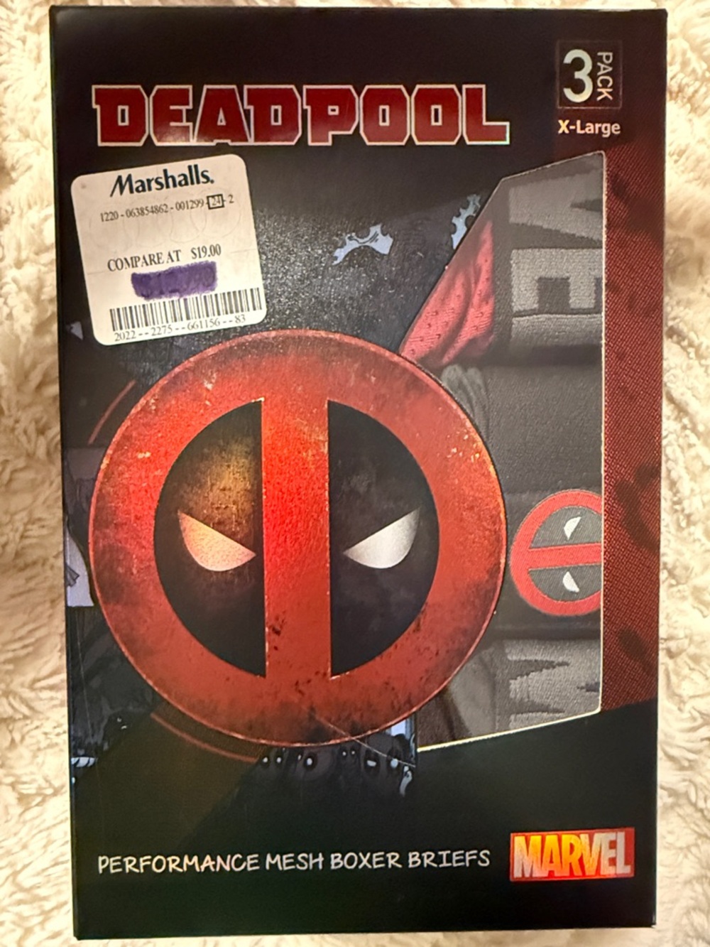 NWT Marvel Deadpool Red/Black Boxer 3 Pack